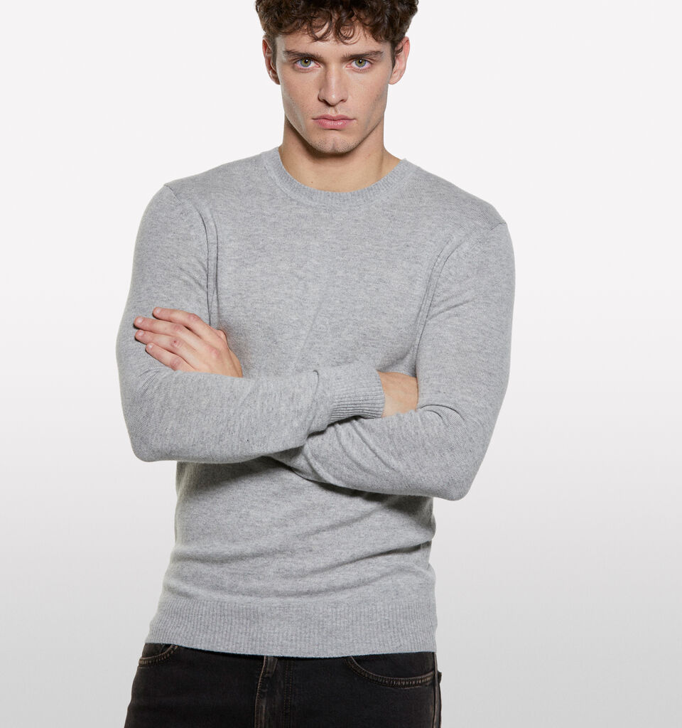 Gray regular fit crew neck sweater - men's crew neck sweaters - Gray | Sisley image number 3